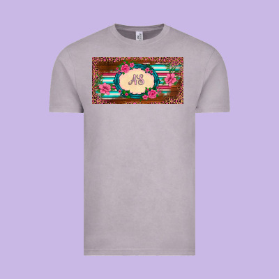 Preview Western Pink Flovers Leopard Serape   License Plate Template Vintage Tee Designed By Barkaloodesign
