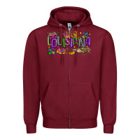 Burgundy louisiana mardi gras Zipper Hoodie - LillyAllenDesigns