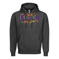 Charcoal Heather louisiana mardi gras Zipper Hoodie - LillyAllenDesigns