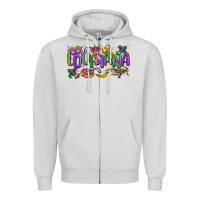 Dove Grey louisiana mardi gras Zipper Hoodie - LillyAllenDesigns