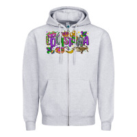 Heather Grey louisiana mardi gras Zipper Hoodie - LillyAllenDesigns