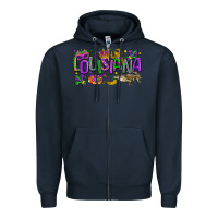 Navy louisiana mardi gras Zipper Hoodie - LillyAllenDesigns
