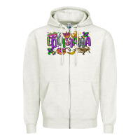 Oatmeal Heather louisiana mardi gras Zipper Hoodie - LillyAllenDesigns