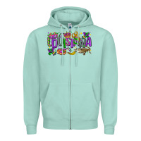Seafoam louisiana mardi gras Zipper Hoodie - LillyAllenDesigns