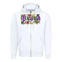 White louisiana mardi gras Zipper Hoodie - LillyAllenDesigns