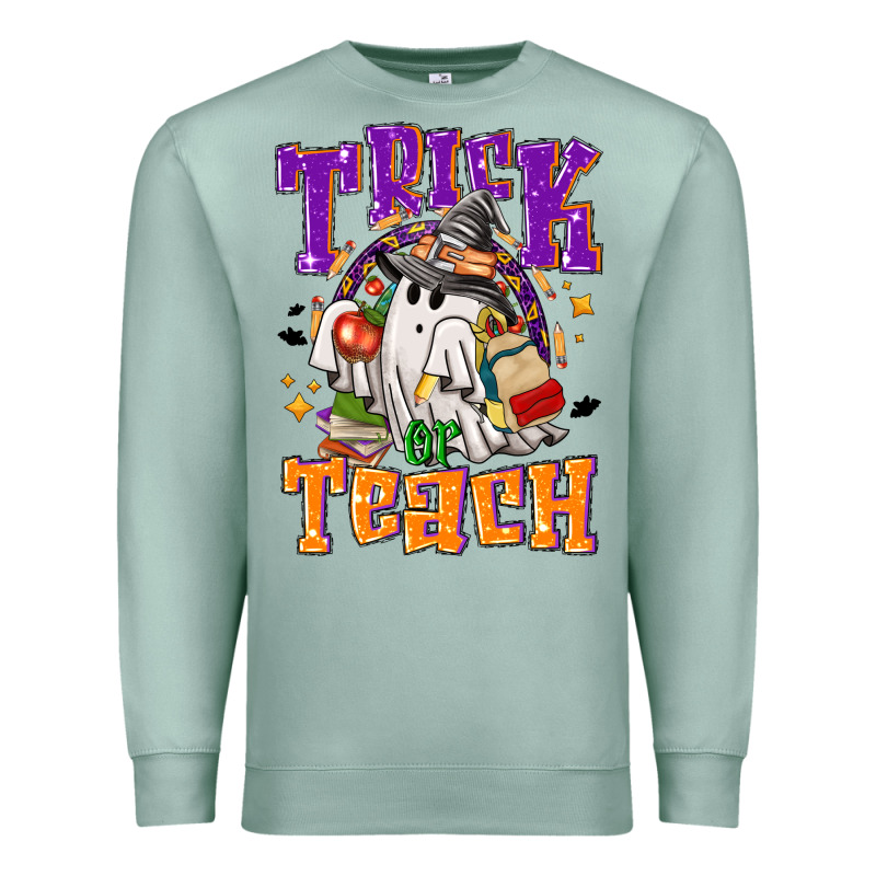 Trick Or Teach Halloween Premium Sweatshirt by NancyCooperArtShop | Teevron