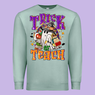 Trick Or Teach Halloween Premium Sweatshirt Designed By Nancycooperartshop