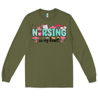 Army Green nursing in my heart Long Sleeve Tee - MaliasSmallBusiness