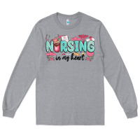 Heather Grey nursing in my heart Long Sleeve Tee - MaliasSmallBusiness