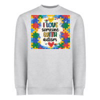 Heather Grey ı love someone with autism Heavyweight Sweatshirt - MaliasSmallBusiness