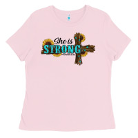Bubblegum Pink she i̇s strong western cross Ladies Tee - RanaPortraitStore