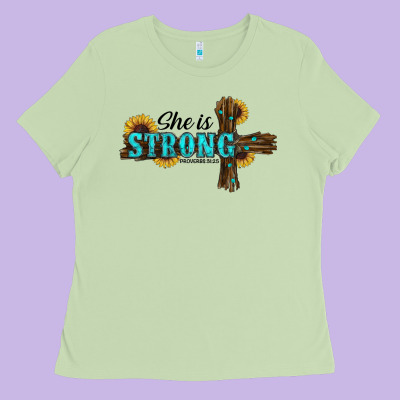 She İs Strong Western Cross Ladies Tee Designed By Ranaportraitstore