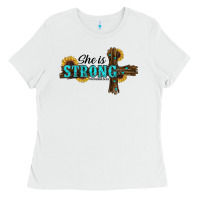 White she i̇s strong western cross Ladies Tee - RanaPortraitStore