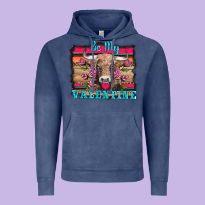 Be My Valentine With Cow Vintage Hoodie Designed By Adodesignshop