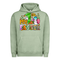 Pigment Oil Green Easter Day My first Easter with eggs and rabbits Urban Hoodie - OliviaCreatesArt