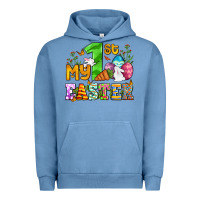 Pigment Pebble Blue Easter Day My first Easter with eggs and rabbits Urban Hoodie - OliviaCreatesArt