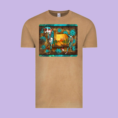 Western Horse Sunset Turquoise's Gemstones Mousepad Vintage Tee Designed By Barkaloodesign