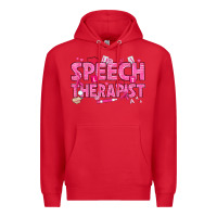Red breast cancer speech therapist Premium Hoodie - texasbilliewilder