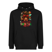 Black Santa's Favorite Dental Assistant Afro Messy Bun Heavyweight Hoodie - texasbilliewilder