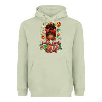 Matcha Santa's Favorite Dental Assistant Afro Messy Bun Heavyweight Hoodie - texasbilliewilder
