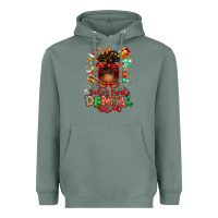 Sage Santa's Favorite Dental Assistant Afro Messy Bun Heavyweight Hoodie - texasbilliewilder