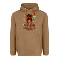 Toasted Coconut Santa's Favorite Dental Assistant Afro Messy Bun Heavyweight Hoodie - texasbilliewilder