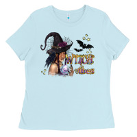 Baby Blue Black Witch Vibes Ladies Tee - texasbilliewilder