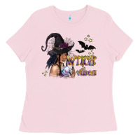 Bubblegum Pink Black Witch Vibes Ladies Tee - texasbilliewilder