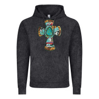 Vintage Black cross with leopard sunflower gemstone serape cowhide Vintage Hoodie - Artiststas