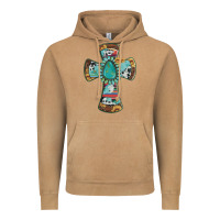 Vintage Camel cross with leopard sunflower gemstone serape cowhide Vintage Hoodie - Artiststas