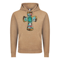 Vintage Coffee cross with leopard sunflower gemstone serape cowhide Vintage Hoodie - Artiststas