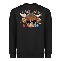Black autism awareness cow Heavyweight Sweatshirt - MaliasSmallBusiness