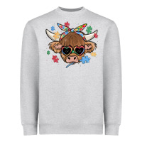 Heather Grey autism awareness cow Heavyweight Sweatshirt - MaliasSmallBusiness