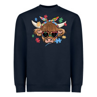 Navy autism awareness cow Heavyweight Sweatshirt - MaliasSmallBusiness