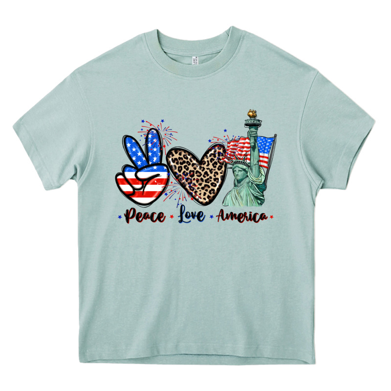 Peace Love America 4th Of July Heavy Core Tee by CowGirlArtShop | Teevron