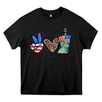 Black Peace love america 4th of july Heavy Core Tee - CowGirlArtShop