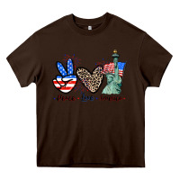 Chocolate Brown Peace love america 4th of july Heavy Core Tee - CowGirlArtShop