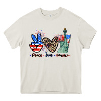 Cream Peace love america 4th of july Heavy Core Tee - CowGirlArtShop