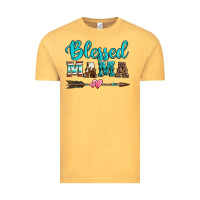 Vintage Mustard blessed mama serape cowhide turquoise Vintage Tee - Jasminsmagicworld