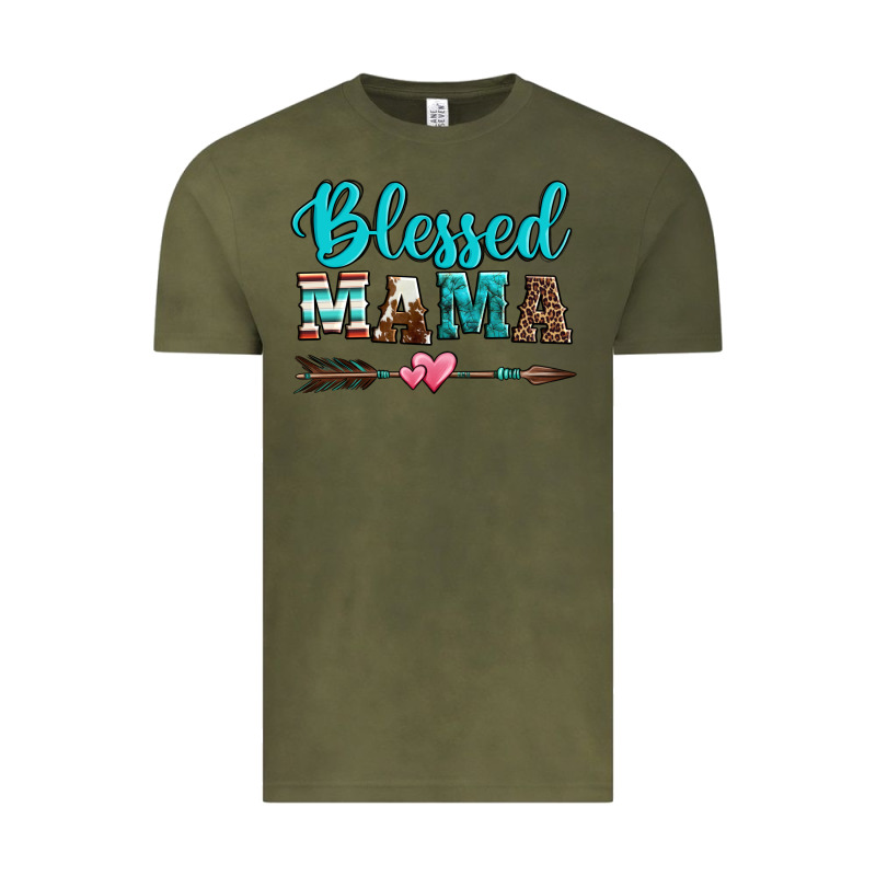 Blessed Mama Serape Cowhide Turquoise Vintage Tee by Jasminsmagicworld | Teevron