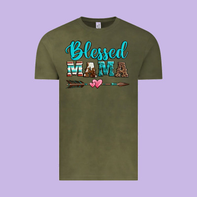 Blessed Mama Serape Cowhide Turquoise Vintage Tee Designed By Jasminsmagicworld
