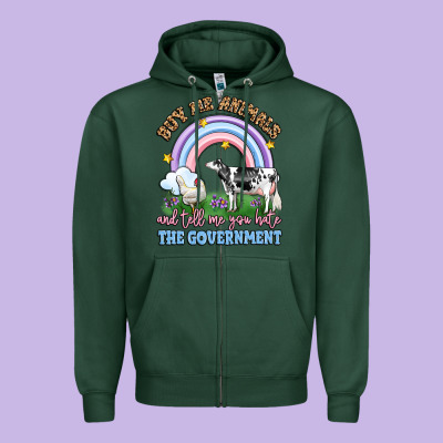 Buy Me Animals And Tell Me You Hate The Government Zipper Hoodie Designed By Lillyallendesigns