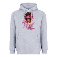 Heather Grey pray fight believe breast cancer afro messy Heavyweight Hoodie - texasbilliewilder