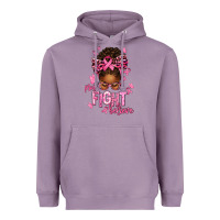 Lavender pray fight believe breast cancer afro messy Heavyweight Hoodie - texasbilliewilder