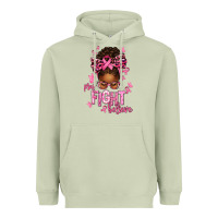 Matcha pray fight believe breast cancer afro messy Heavyweight Hoodie - texasbilliewilder