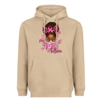 Mushroom pray fight believe breast cancer afro messy Heavyweight Hoodie - texasbilliewilder