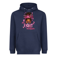 Navy pray fight believe breast cancer afro messy Heavyweight Hoodie - texasbilliewilder