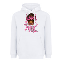 White pray fight believe breast cancer afro messy Heavyweight Hoodie - texasbilliewilder