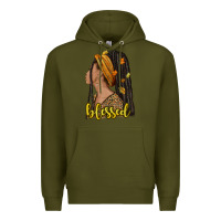 Army Green Fall afro woman blessed Premium Hoodie - NancyCooperArtShop
