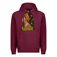 Burgundy Fall afro woman blessed Premium Hoodie - NancyCooperArtShop